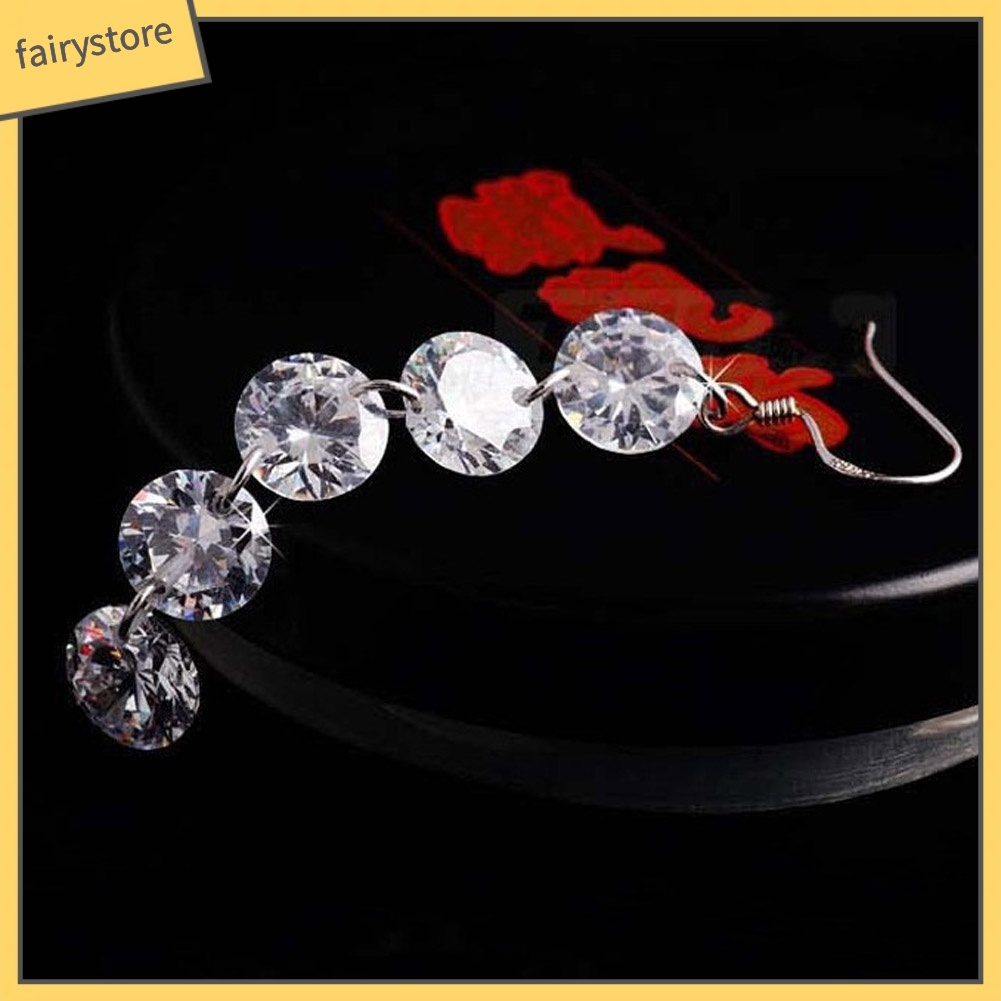 Bông Tai Dài Đính Đá Zircon Thời Trang Dành Cho Nữ