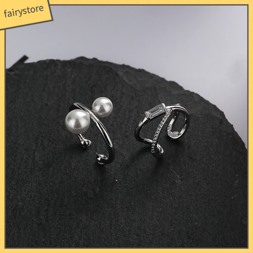 1 Khuyên Kẹp Vành Tai Không Cần Khoan Lỗ Dát Đá Giả Ngọc Trai Thời Trang Cho Nữ