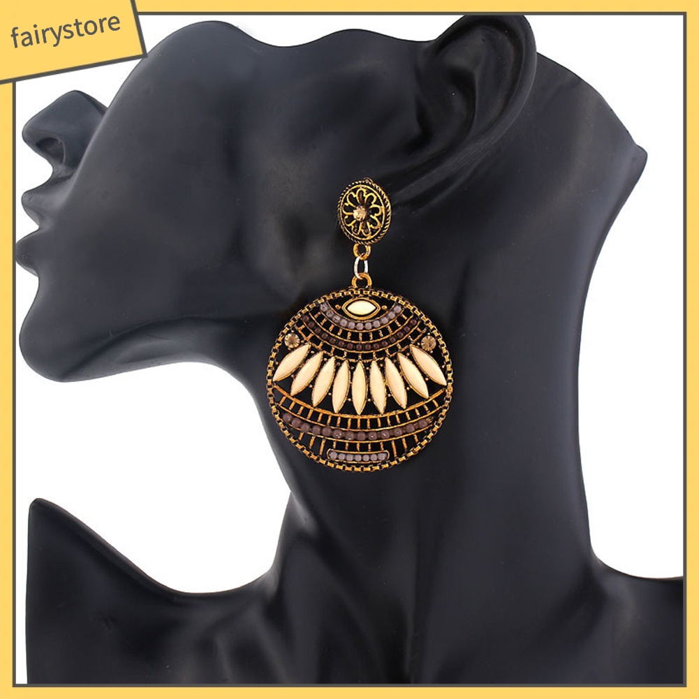 Bông Tai Dạng Xỏ Hạt Tròn Rỗng Phong Cách Bohemian Thời Trang Cho Nữ