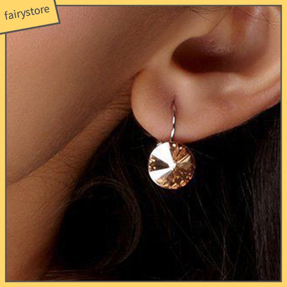 Đôi Bông Tai Hình Tròn Đính Đá Thời Trang Cho Nữ