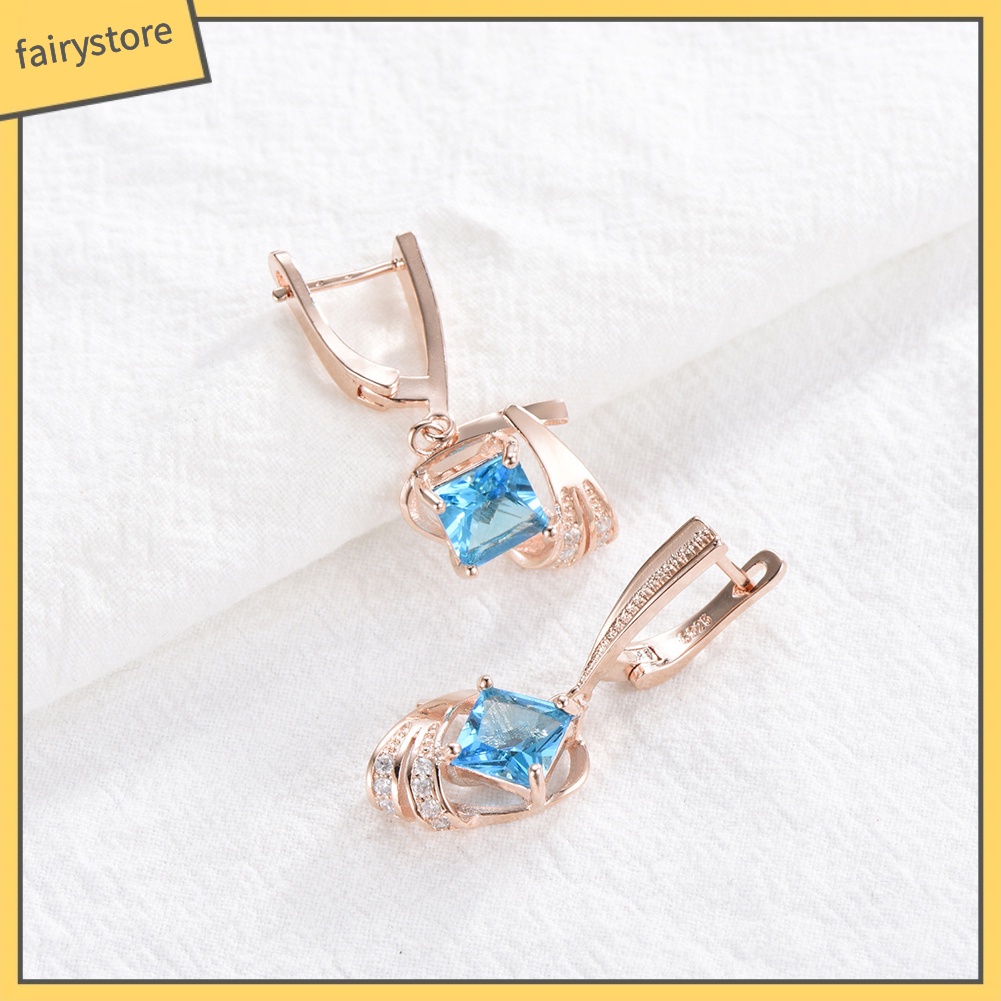 Khuyên Tai Dáng Dài Đính Đá Hình Vuông Thời Trang Cho Nữ