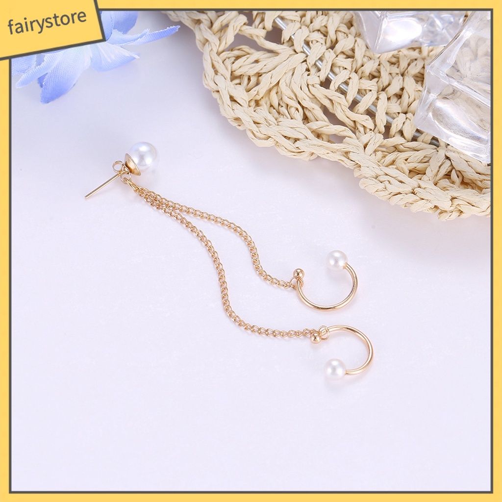 1 Khuyên Vành Tai Chuỗi Đính Ngọc Trai Nhân Tạo Thời Trang