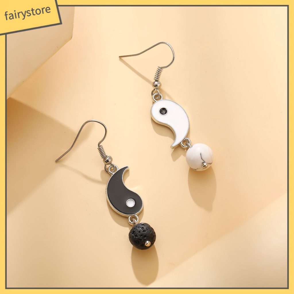 1 Đôi Bông Tai Tai Tai Âm Dương Bằng Hợp Kim Chống Mòn Phong Cách Vintage