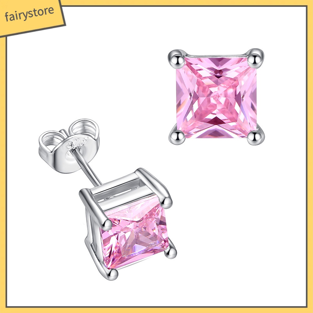 Đôi Bông Tai Hình Vuông Đính Đá Thời Trang Cho Nữ