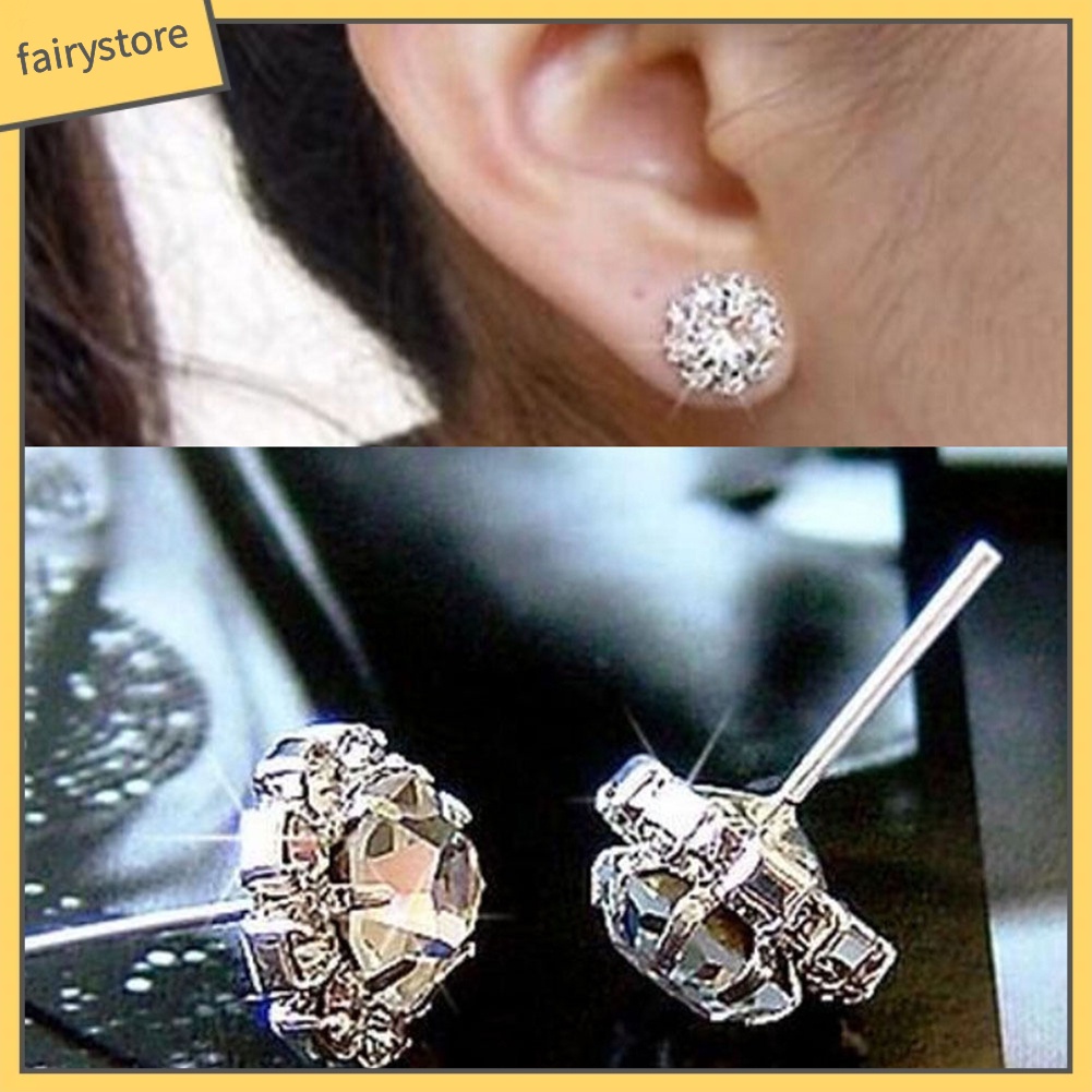 1 Đôi Bông Tai Đính Đá Thời Trang Dành Cho Nữ