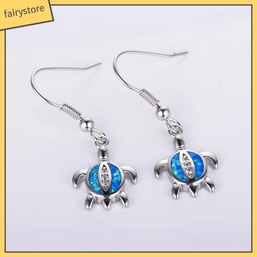 Bông Tai Hình Rùa Đính Đá Opal Dễ Thương Dành Cho Nữ