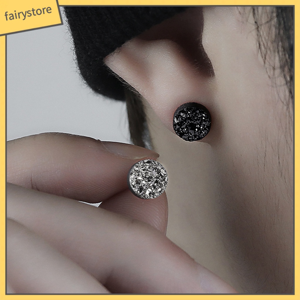 1 Đôi Bông Tai Tròn Mini 8mm Đính Pha Lê Nhân Tạo Lấp Lánh Thời Trang Dành Cho Nam Nữ