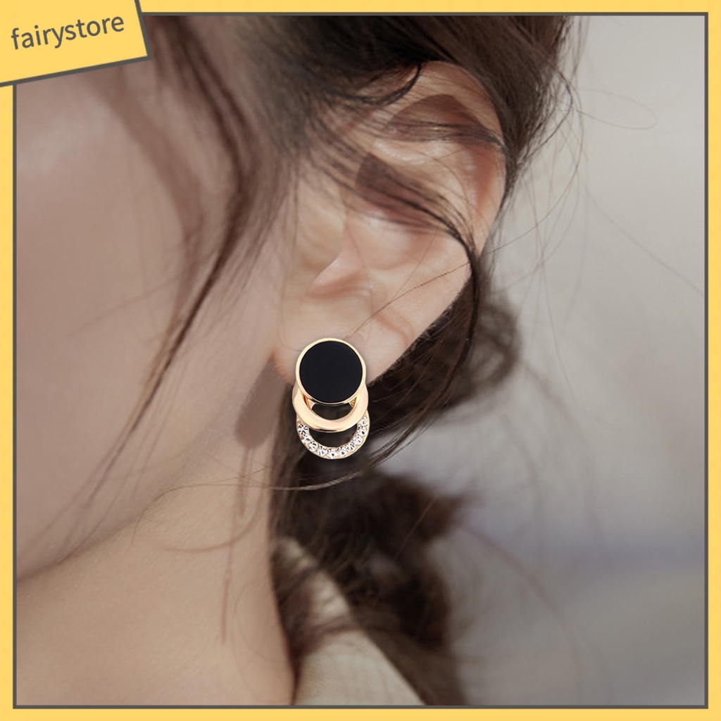 1 Đôi Bông Tai 3 Vòng Tròn Đính Đá Lấp Lánh Thời Trang Dành Cho Nữ