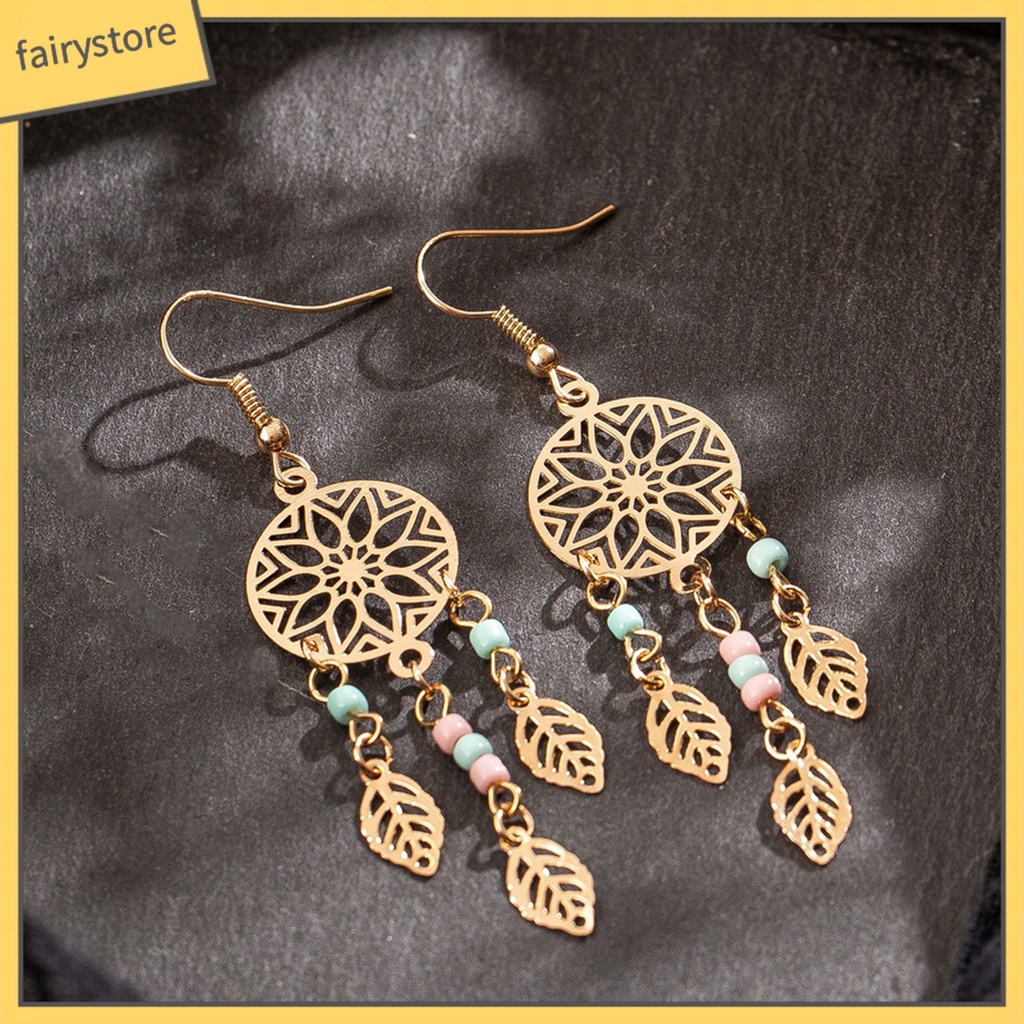 1 Đôi Bông Tai Hình Chiếc Lá Đính Hạt Thời Trang Dành Cho Nữ