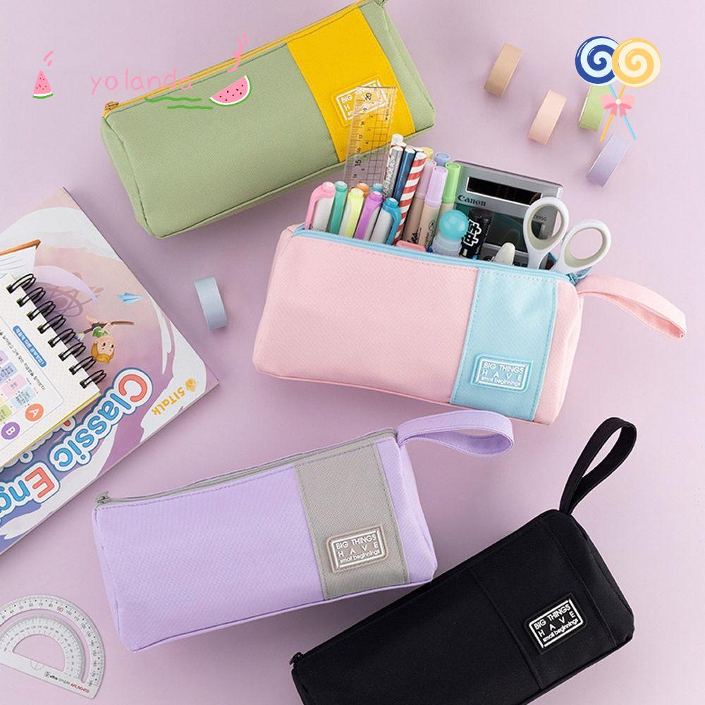 Túi Đựng Bút Đa Năng Cỡ Lớn In Họa Tiết Hoạt Hình Phối Khóa Kéo Xinh Xắn