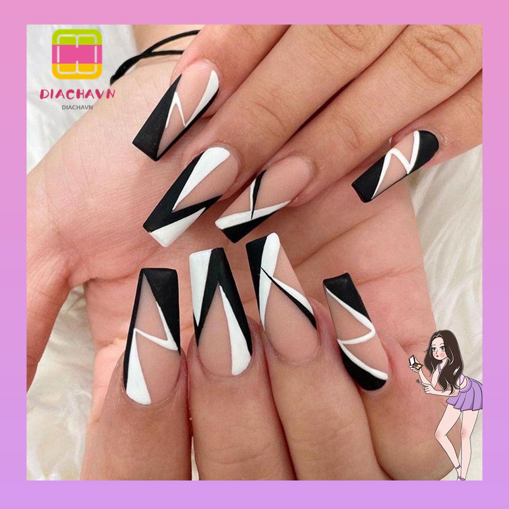 Hộp 24 Móng Tay Giả Che Phủ Toàn Diện Có Thể Tháo Rời