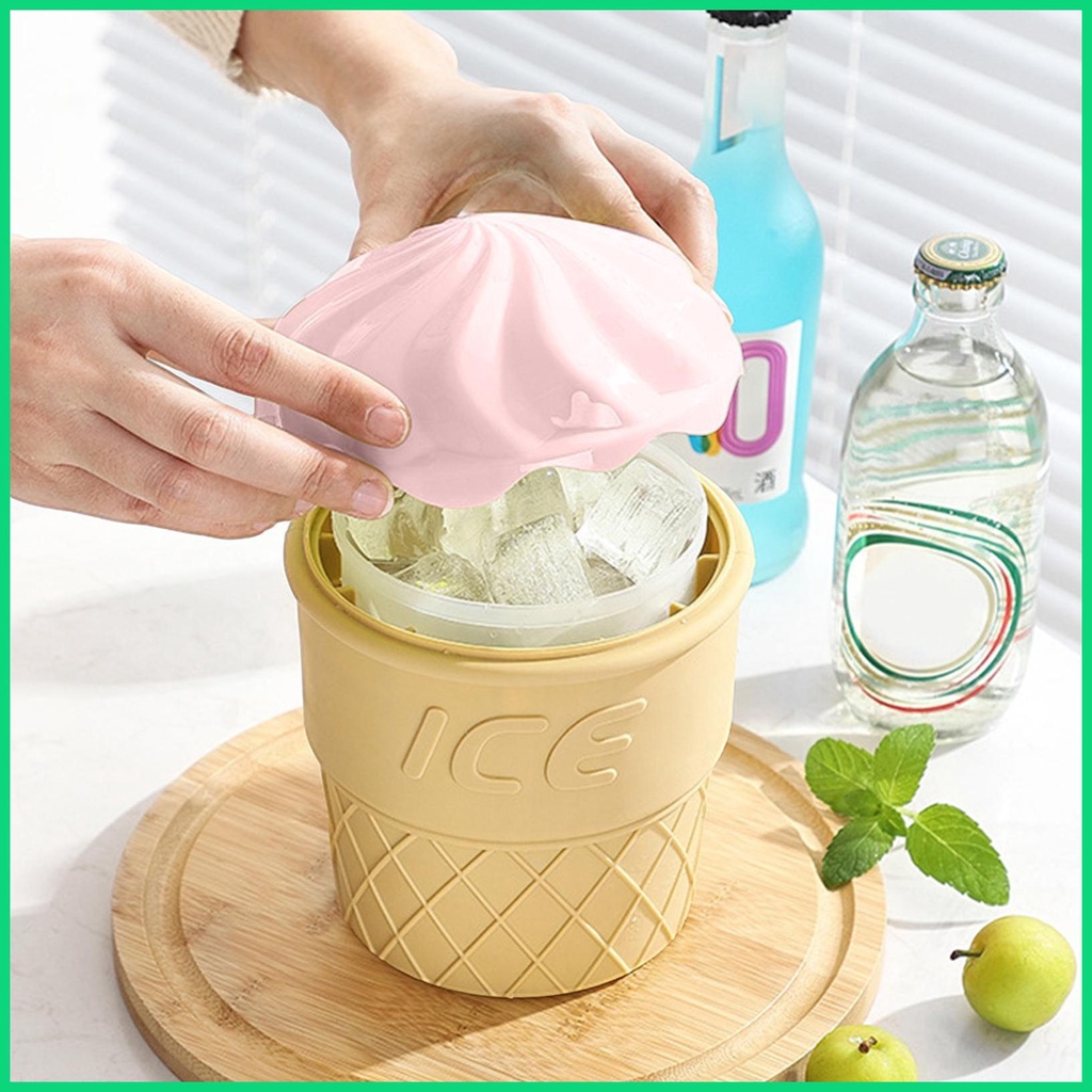 Xô Làm Lạnh Đá Bằng Silicone Có Nắp Đậy Hình Cây Kem Cho Jiwvnjiwvn