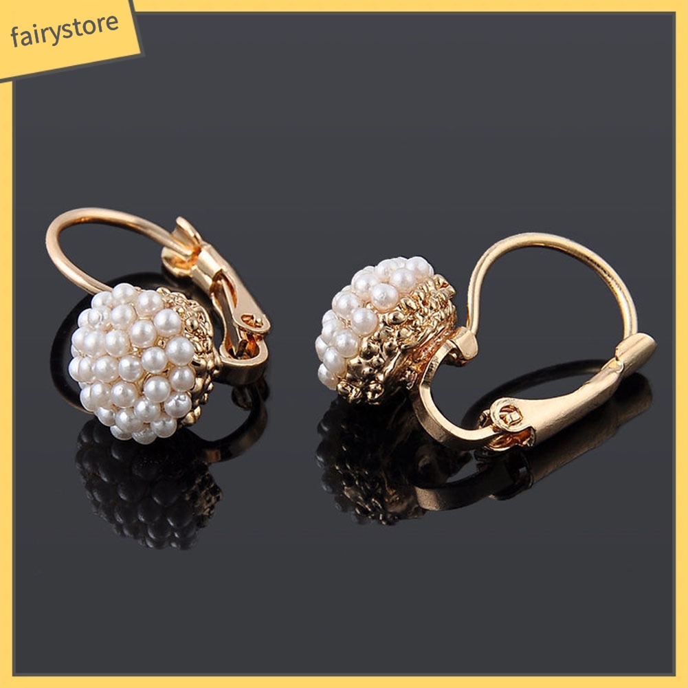 Bông Tai Tròn Đính Ngọc Trai Giả Thanh Lịch Dành Cho Nữ