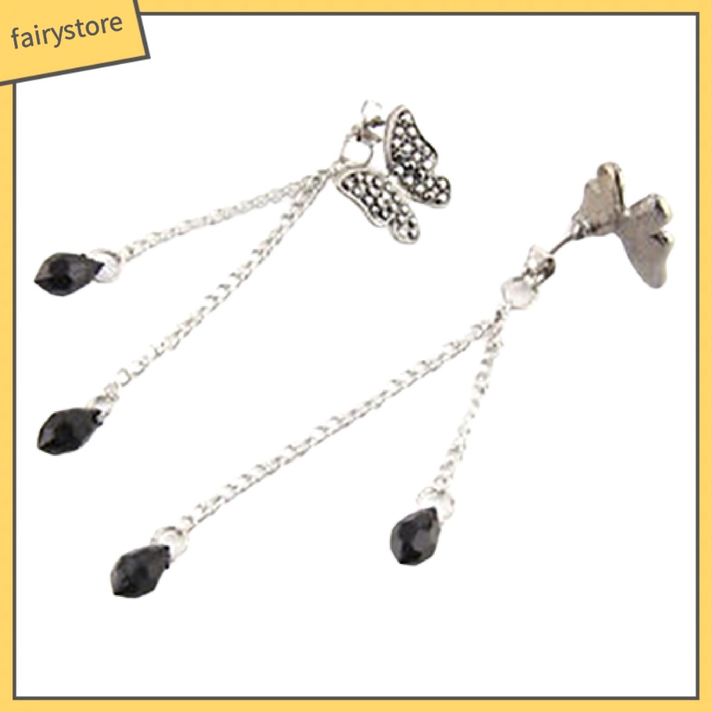 Bông Tai Dáng Dài Hình Bướm Bằng Hợp Kim Phong Cách Vintage Dành Cho Nữ