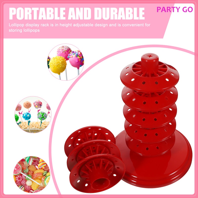 Giá Đỡ Trưng Bày Nhẫn / Kẹo Mút Bằng Nhựa Pp Màu Đỏ 27X14X14CM Ulran.Vn Tiện Dụng