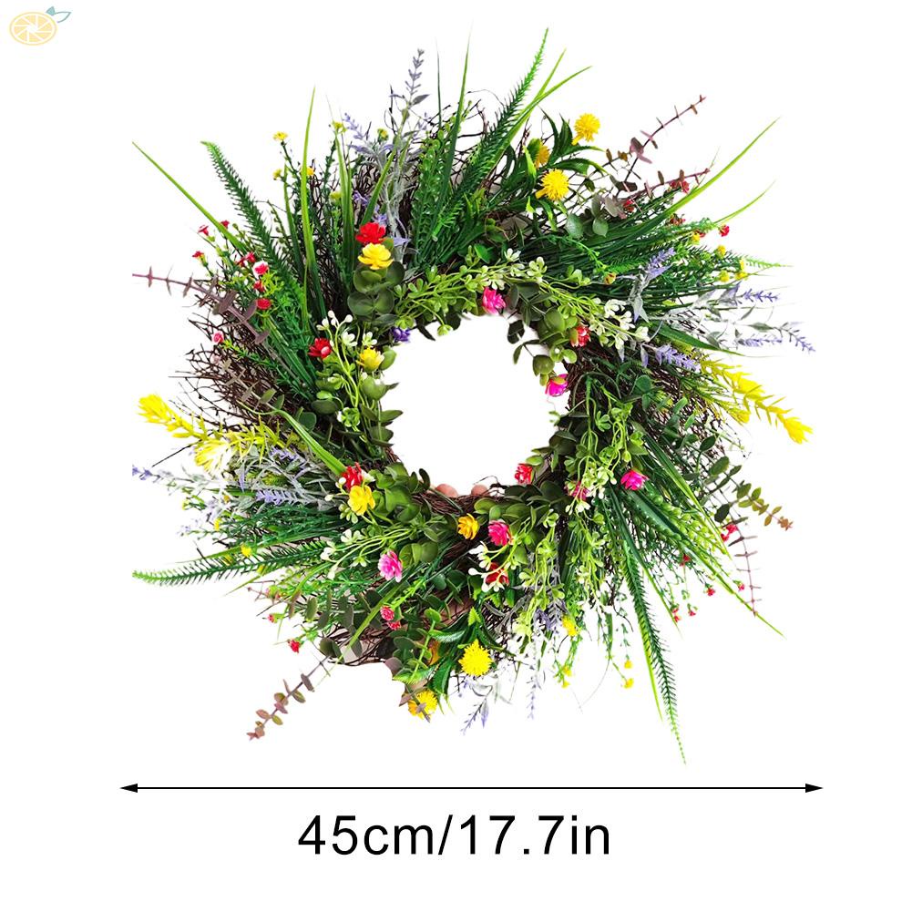 【VARSTR】Wildflower Wreath Rustic Home Spring Decor Artificial Cottage Handmade Garland