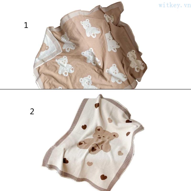 Chăn Quấn Em Bé Chất Liệu Cotton Dệt Kim In Họa Tiết Chú Gấu Dễ Thương