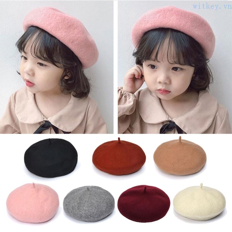 Mũ Beret Màu Trơn Phong Cách Vintage Dành Cho Bé Gái 2-8 Tuổi