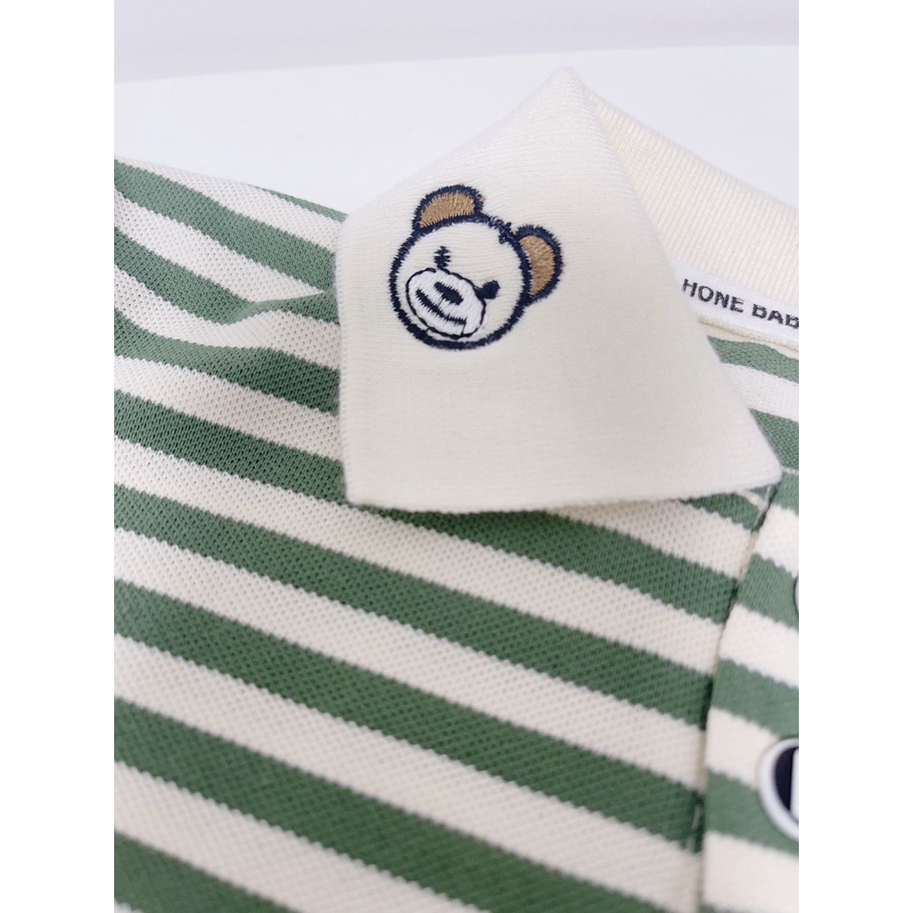 Áo Thun polo Tay Ngắn Kẻ Sọc Thêu Họa Tiết Thoáng Khí Thời Trang Cho Bé Trai