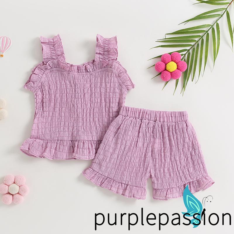 Set Đồ Mùa Hè 2 Món Gồm Áo Ba Lỗ Trơn Màu Và Quần Ngắn Co Giãn Cho Bé Gái