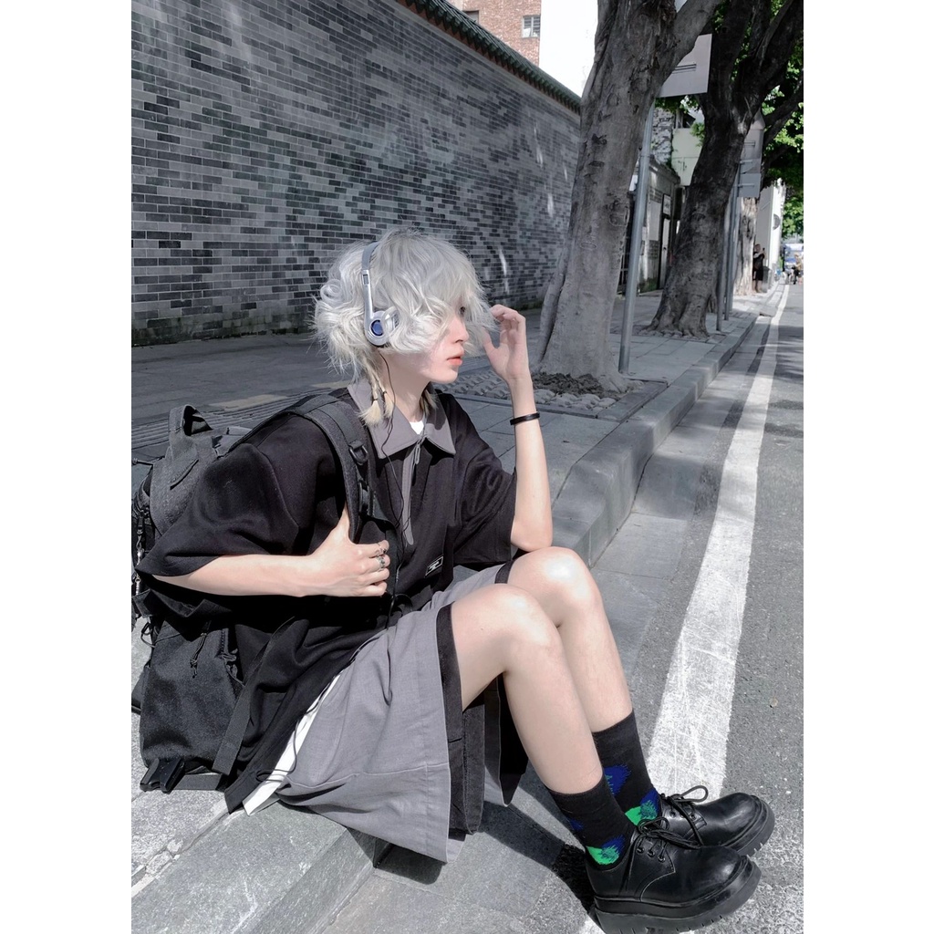 Áo Thun Polo Tay Ngắn Có Khóa Kéo Phong Cách Đường Phố Nhật Bản Thời Trang Mùa Hè Cho Nam