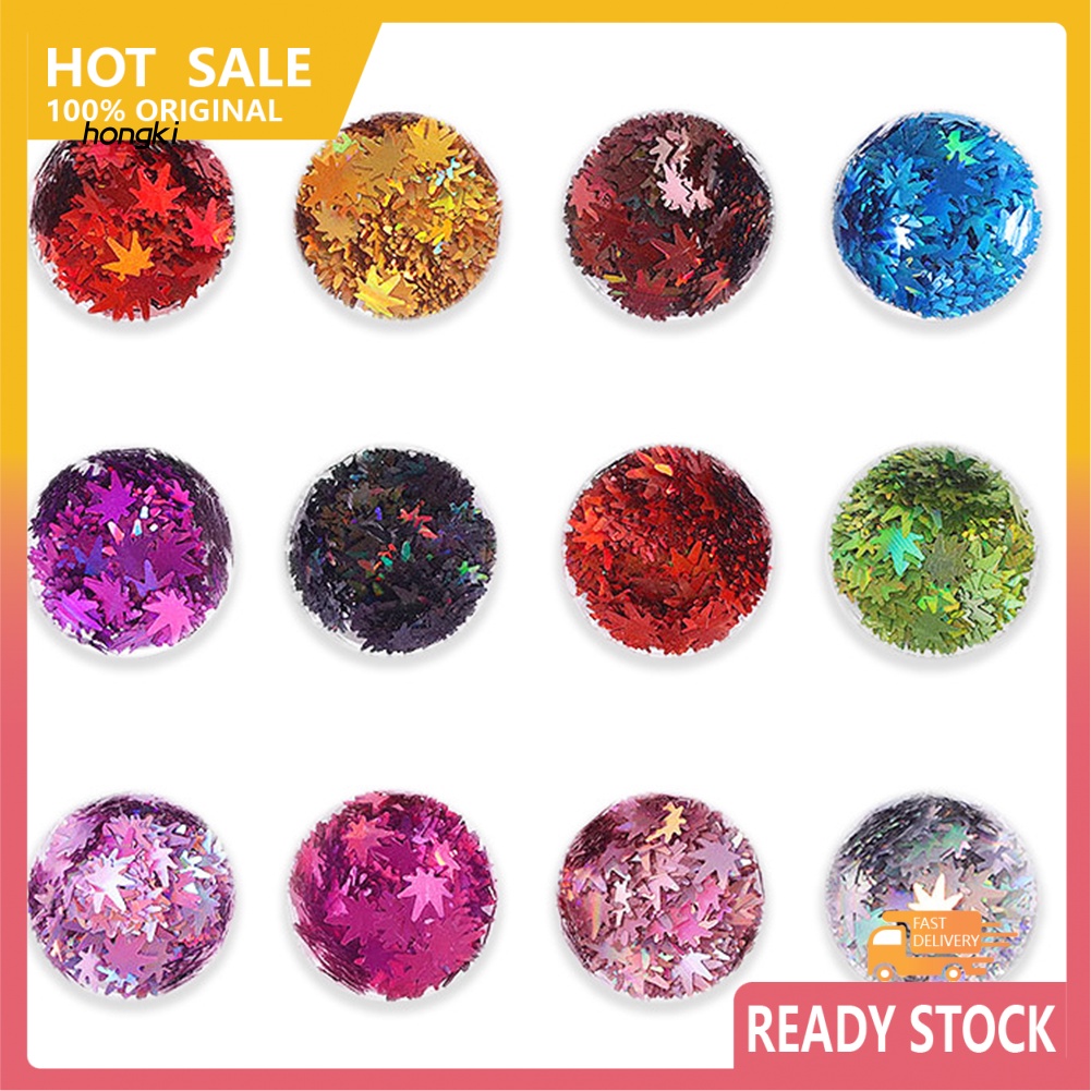 Hộp Kim Tuyến Lá Phong 12 Màu Trang Trí Móng Tay