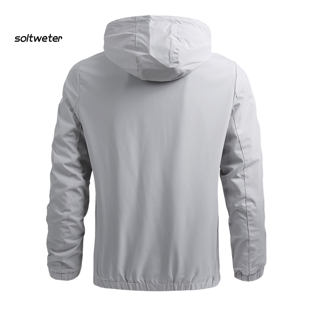 Áo Khoác Nam Dài Tay Có Nón Trùm Đầu Có Khóa Kéo Màu Sắc Trơn Phong Cách Đường Phố