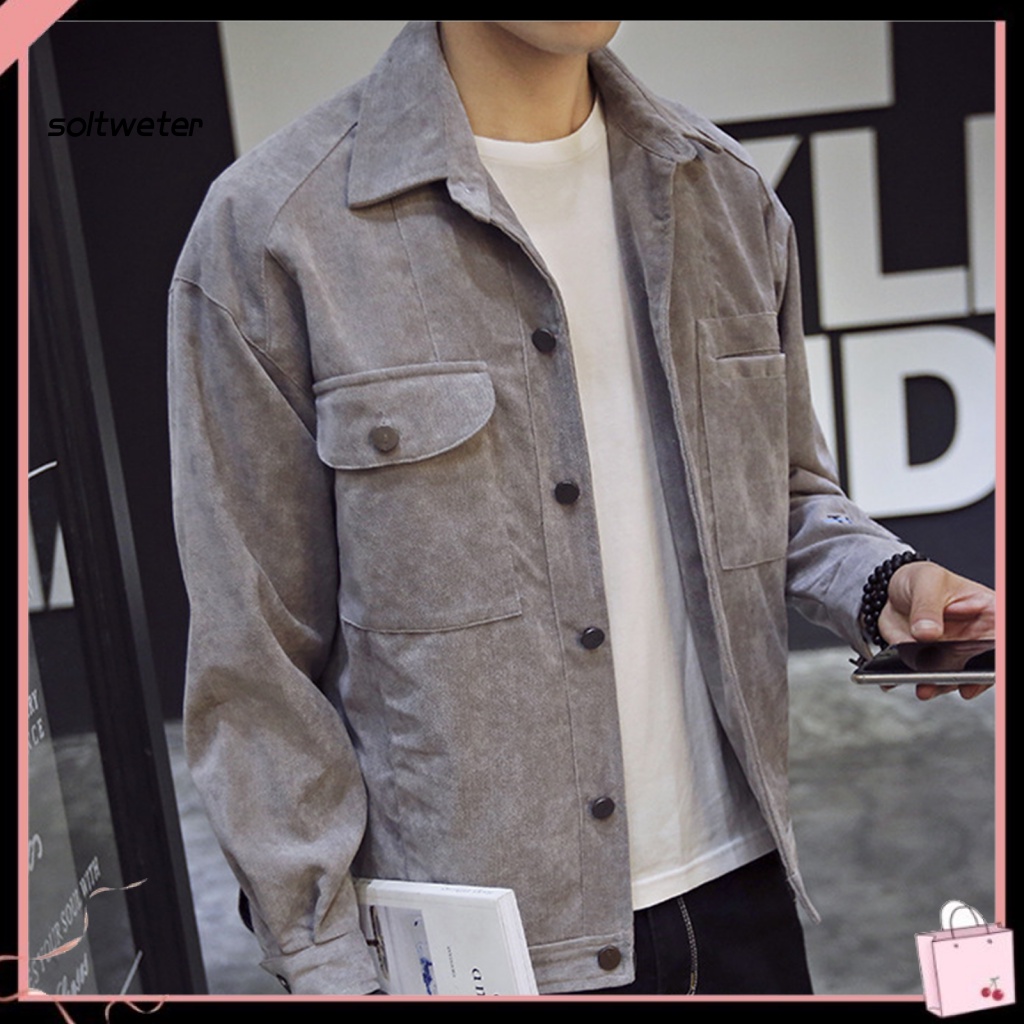 Áo Khoác Nam Cổ Bẻ Màu Trơn Dáng Ôm Thời Trang Xuân Thu Màu Sắc Đơn Giản