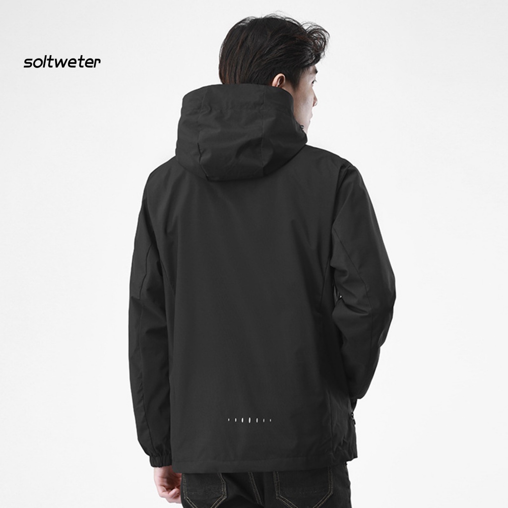 Áo Khoác Thể Thao Có Mũ Trùm Chống Nước Màu Sắc Đơn Giản Cho Nam