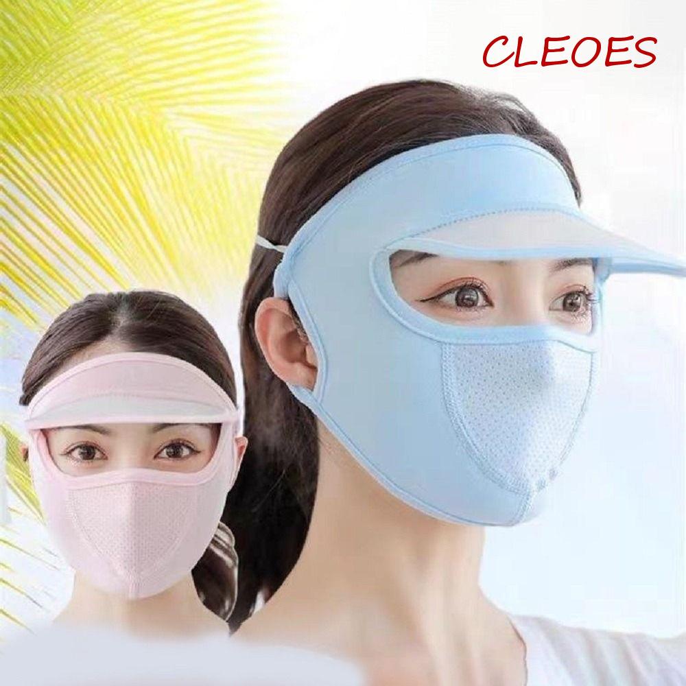 Khẩu Trang Chống Nắng CLEOES Bằng Lụa Lạnh Mỏng Thoáng Khí Màu Trơn Bảo Vệ Mắt Khỏi Tia UV