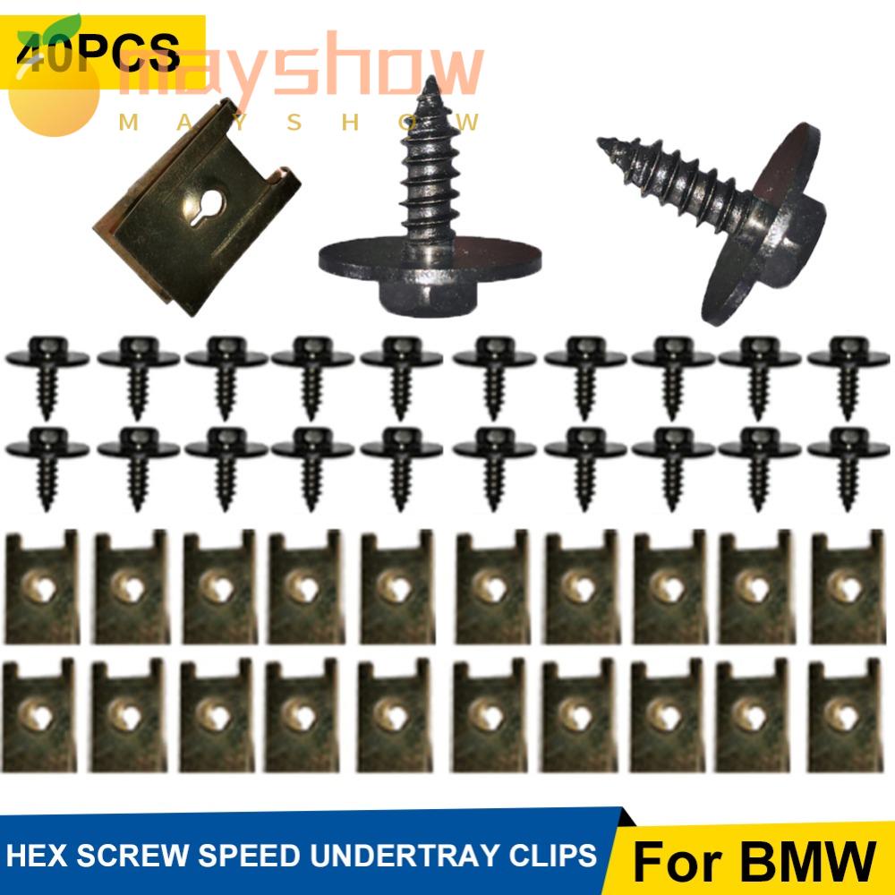 Set 40 Ốc Vít Kim Loại Chữ U Bảo Vệ Động Cơ Xe Hơi BMW E46 E92 E90 F10