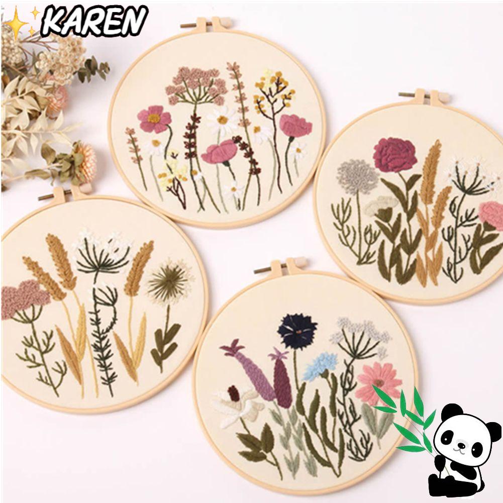 Bộ Khung Thêu Thủ Công Hình Hoa Cỏ Kèm Vòng Thêu
