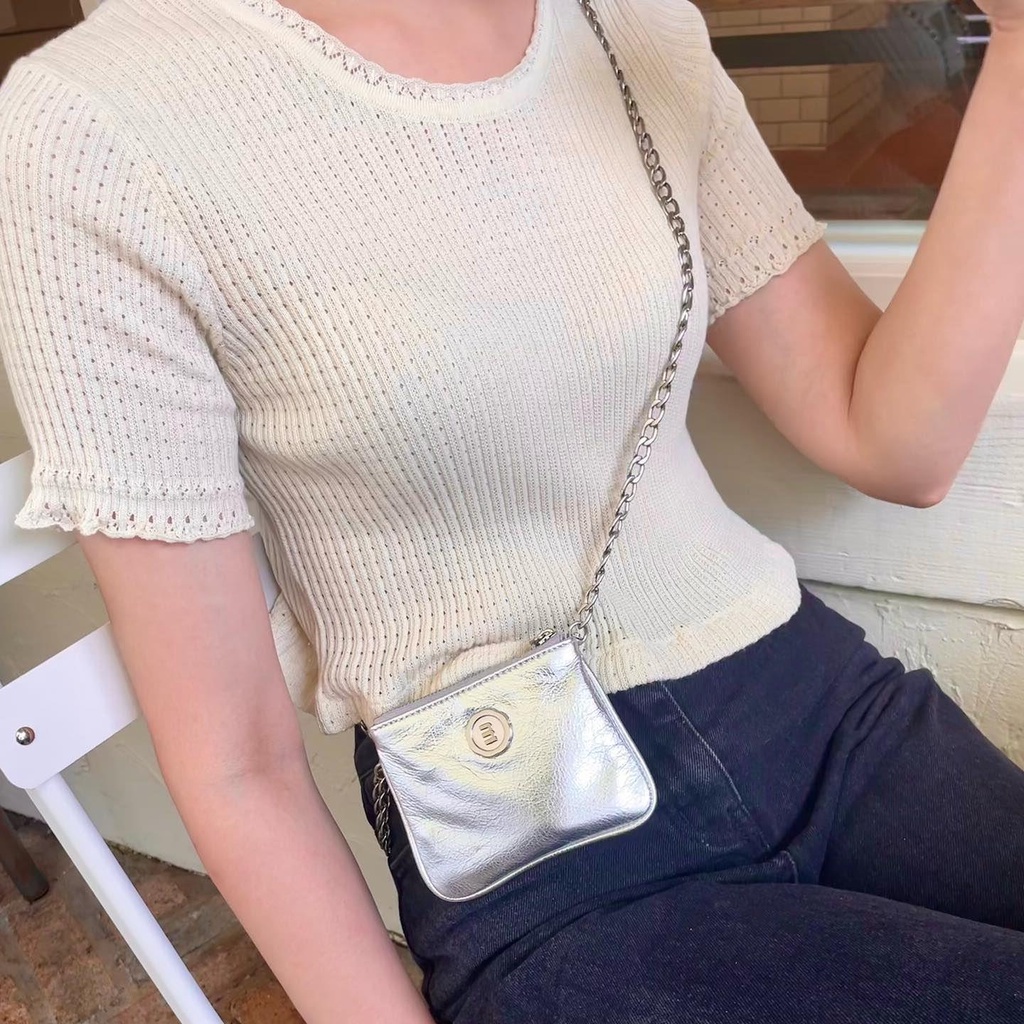 Túi Đựng Son Môi / Tiền Xu Bằng Da PU Hình Vuông Nhỏ Nhắn Phong Cách Retro Hàn Quốc Niche Junsoo Lin fever