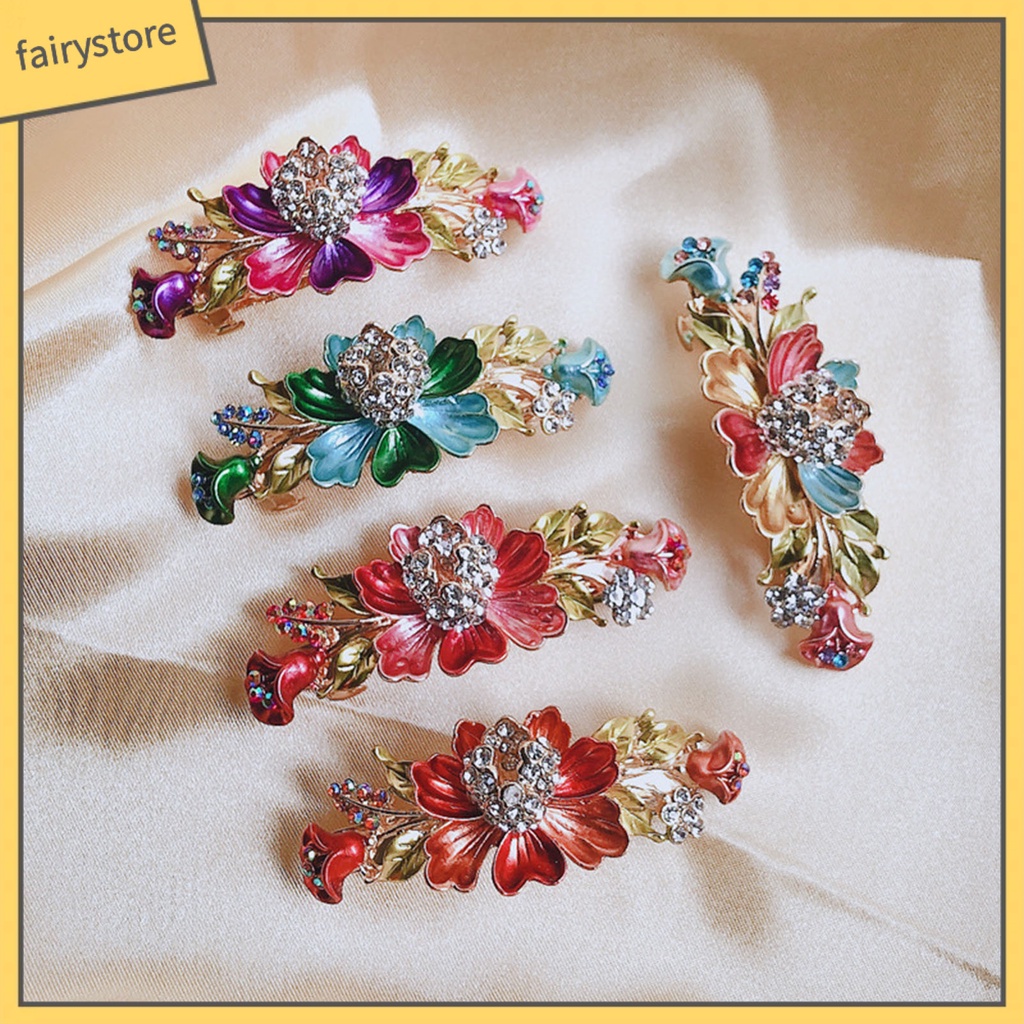 Kẹp Tóc Đính Đá Hình Hoa Lấp Lánh Chống Trượt Thời Trang Cho Nữ