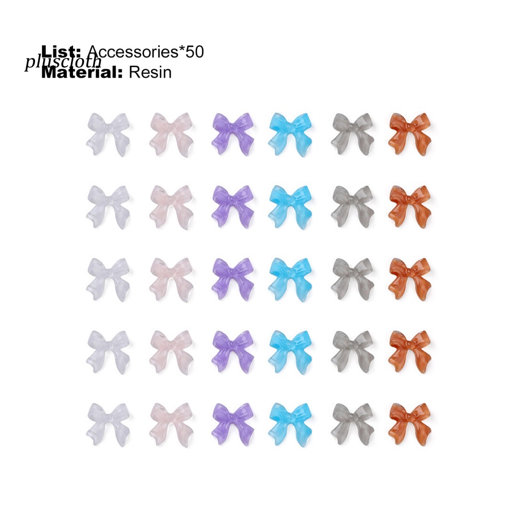 Bộ 50 Phụ Kiện Trang Trí Móng Tay Hình Nơ 3D Lấp Lánh DIY