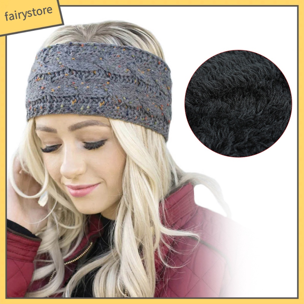 Băng Đô Len Dệt Kim Co Giãn Giữ Ấm Mùa Thu Đông Cho Nữ