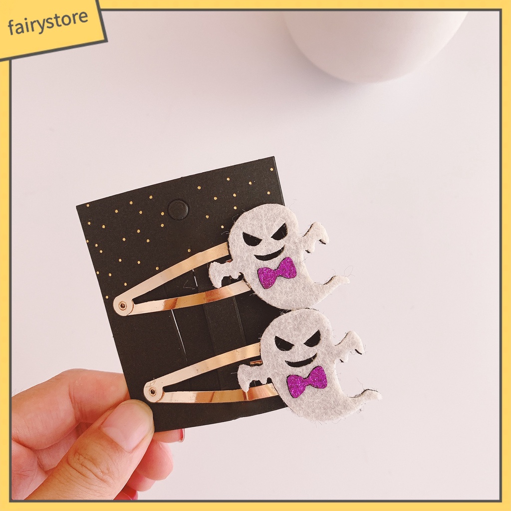 Set 1 / 2 Kẹp Tóc Hình Hoạt Hình Phong Cách Halloween