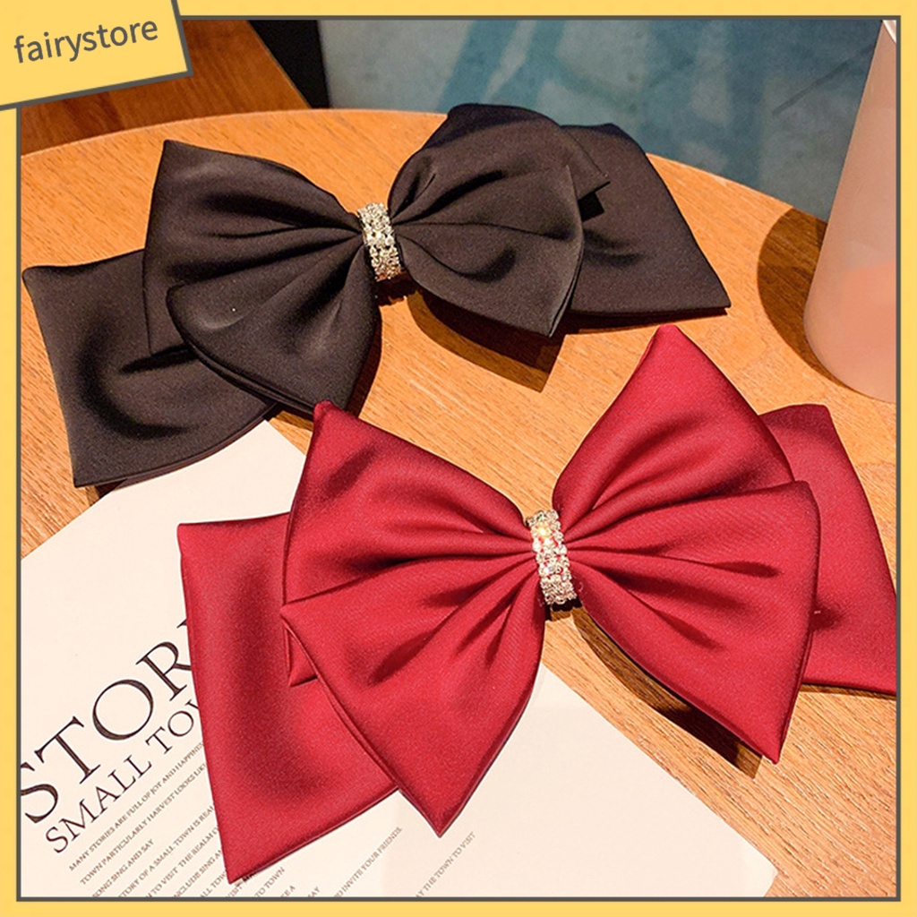 Kẹp Tóc Nơ Đính Đá Lấp Lánh Chống Trượt Hai Lớp Trang Trí Tóc