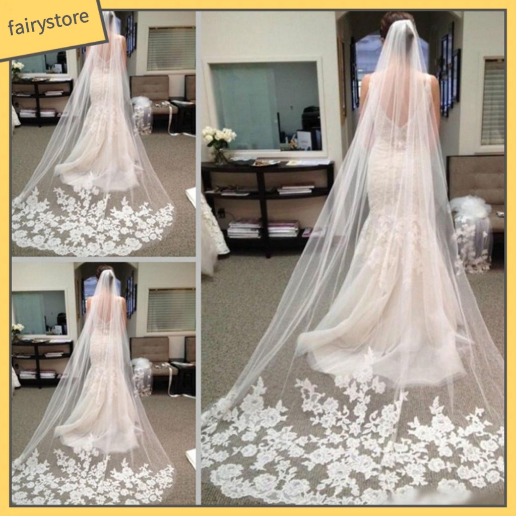 Mạng Che Mặt Phối Lưới Một Lớp 300CM Cho Cô Dâu