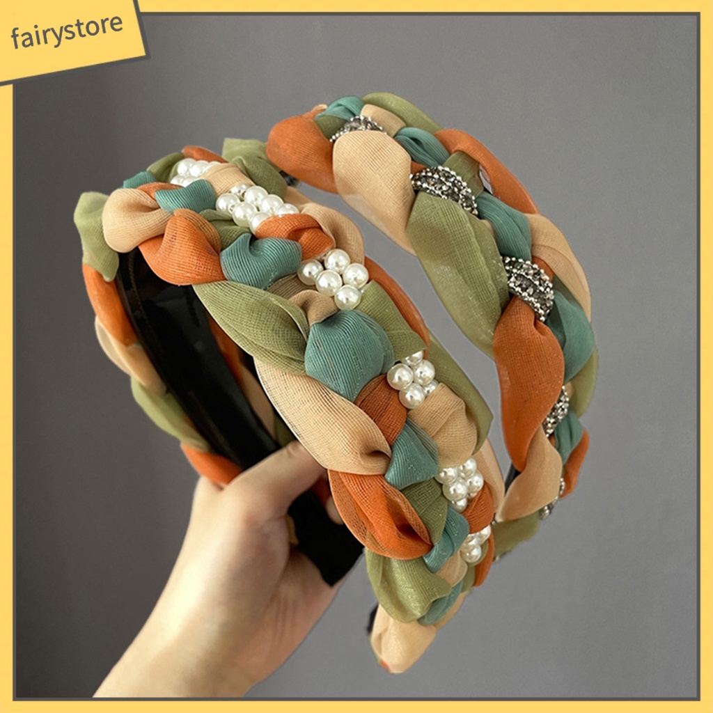 Băng Đô Cài Tóc Phối Lưới Và Ngọc Trai Giả Trang Trí Tóc Cho Cô Dâu