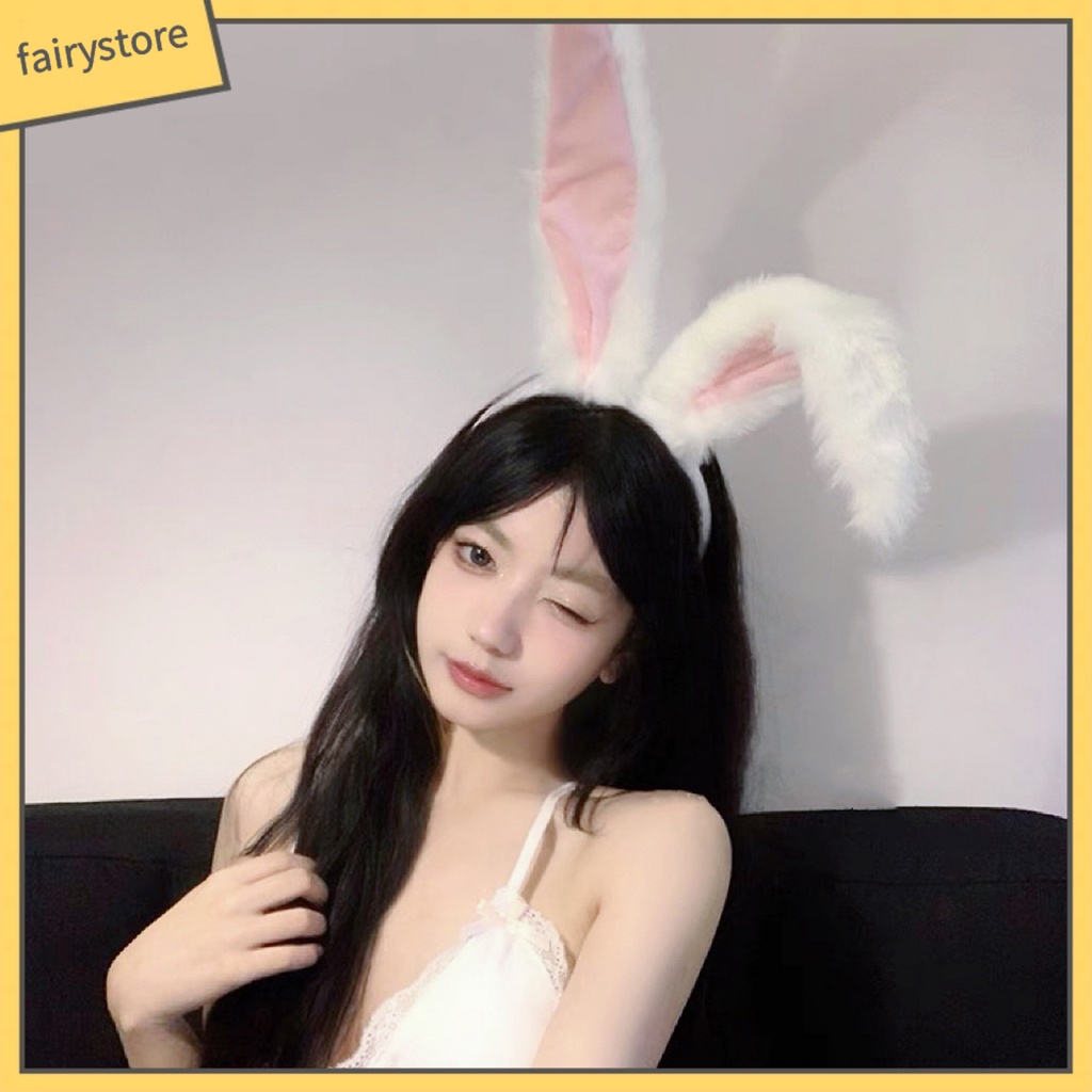 Băng Đô Cài Tóc Co Giãn Gọn Nhẹ Màu Sắc Tương Phản Phối Tai Thỏ Phong Cách Lolita Dành Cho Nữ