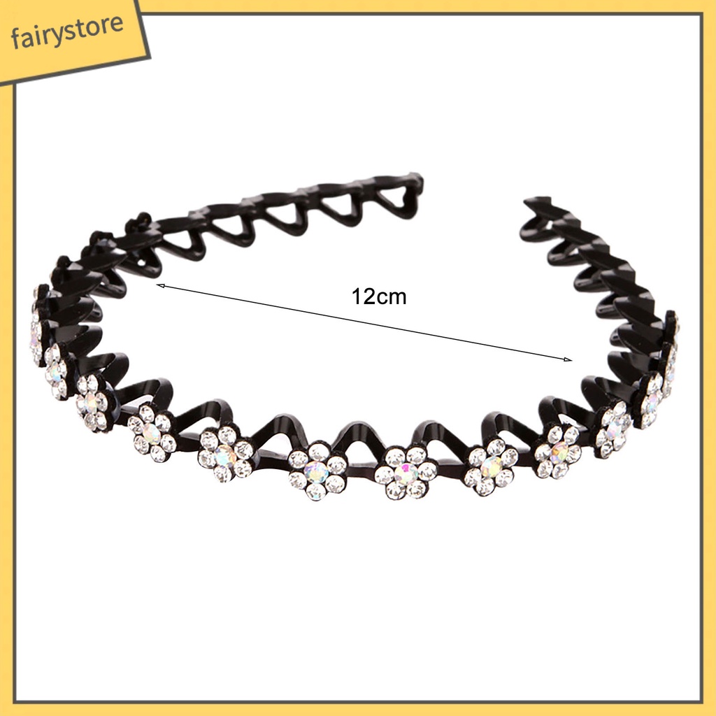 Băng Đô Cài Tóc Co Giãn Chống Trượt Đính Đá Lấp Lánh Cho Bé Gái