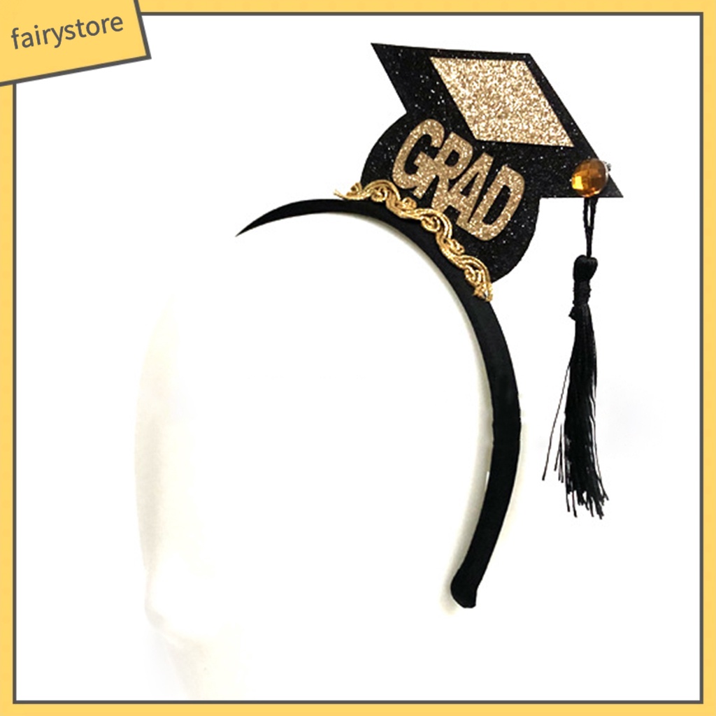 Băng Đô Cài Tóc Bằng Vải Nỉ Chống Trượt Họa Tiết Nón Tốt Nghiệp Cho Nữ