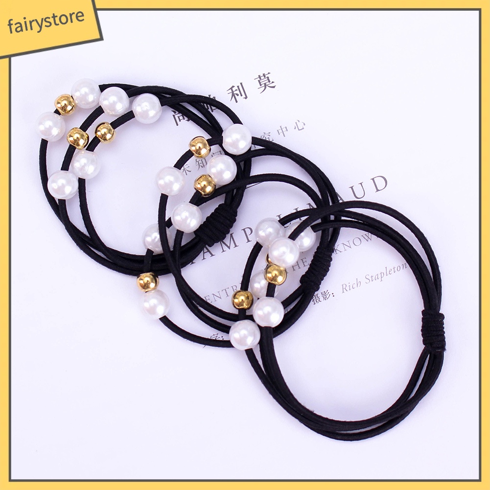 Dây Cột Tóc Co Giãn Đính Ngọc Trai Giả Dễ Thương Cho Nữ