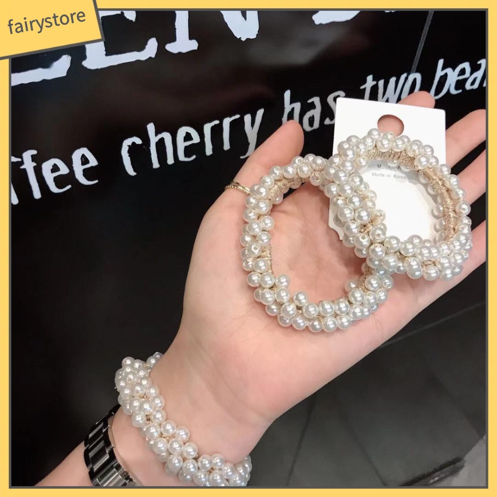 Dây Cột Tóc Co Giãn Đính Ngọc Trai Giả Thời Trang Cho Nữ