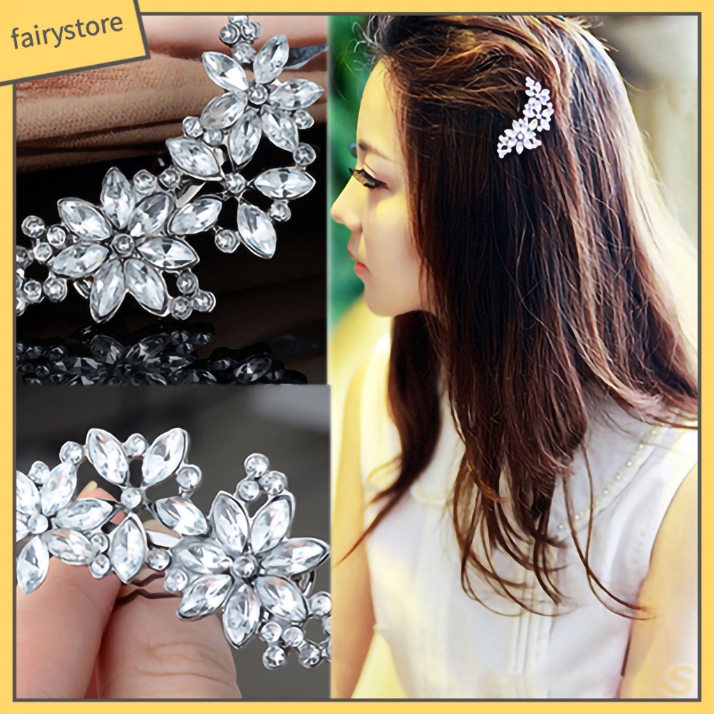 Kẹp Tóc Hình Cánh Hoa Trong Suốt Bằng Hợp Kim Tinh Tế Cho Đám Cưới