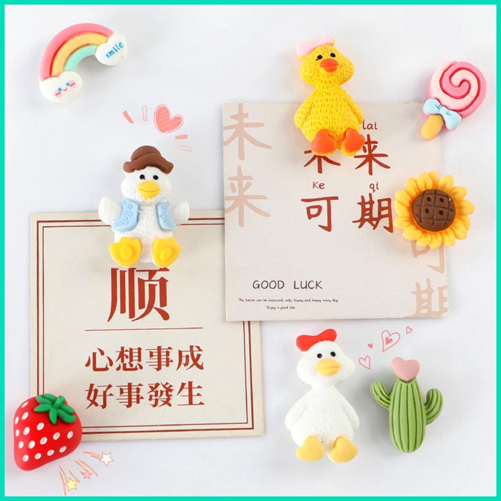 Set 9 Đĩa Nam Châm Hít Tủ Lạnh Bằng Resin Họa Tiết Hoạt Hình Nhiều Màu Sắc Trang Trí Phòng Học / Nhà Bếp