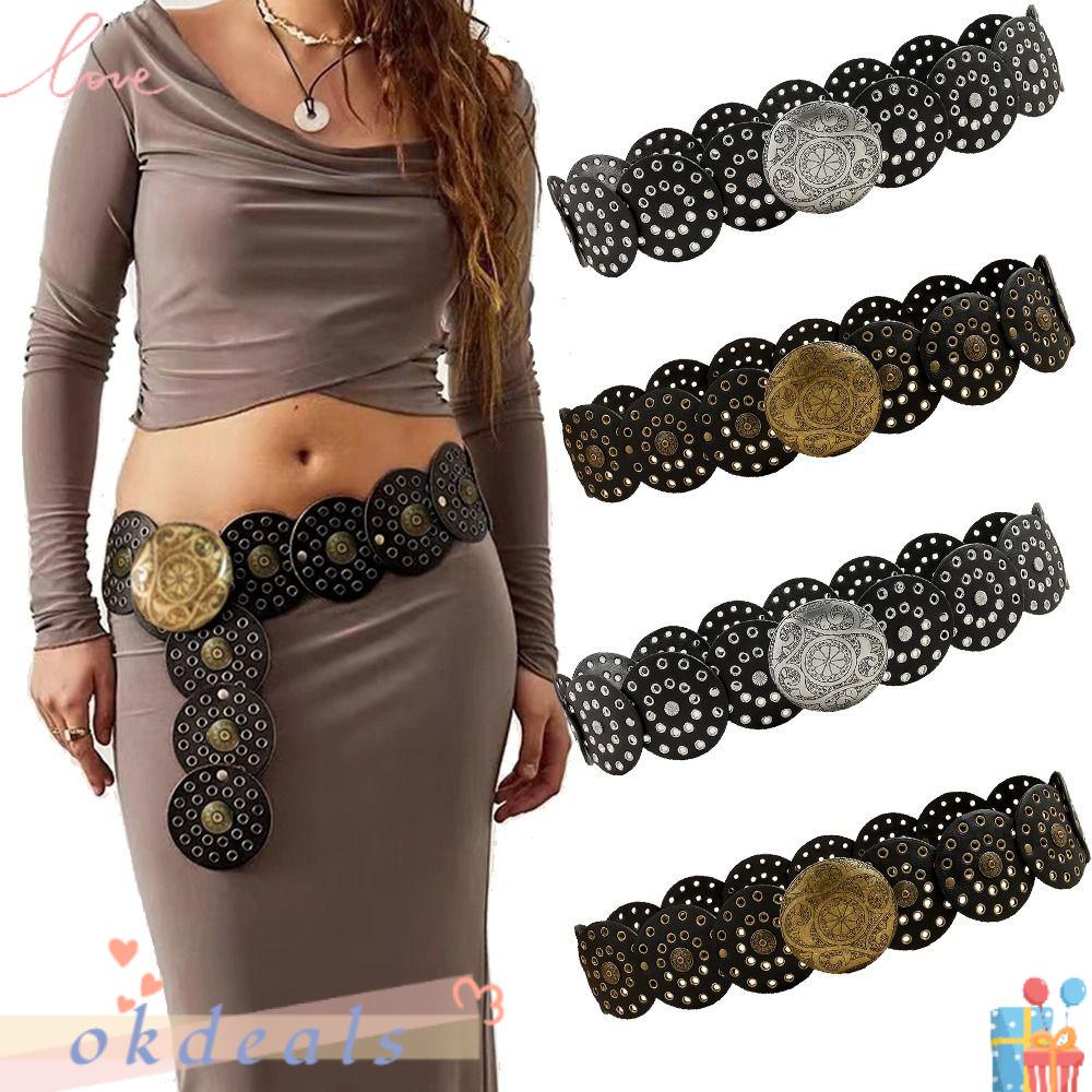 Đĩa Tròn Lớn Đục Lỗ Thắt Lưng Phong Cách Phương Tây