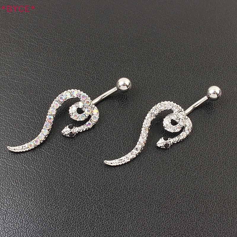 Khuyên Rốn Hình Rắn Bằng Thép Không Gỉ Đính Đá Cá Tính Mới