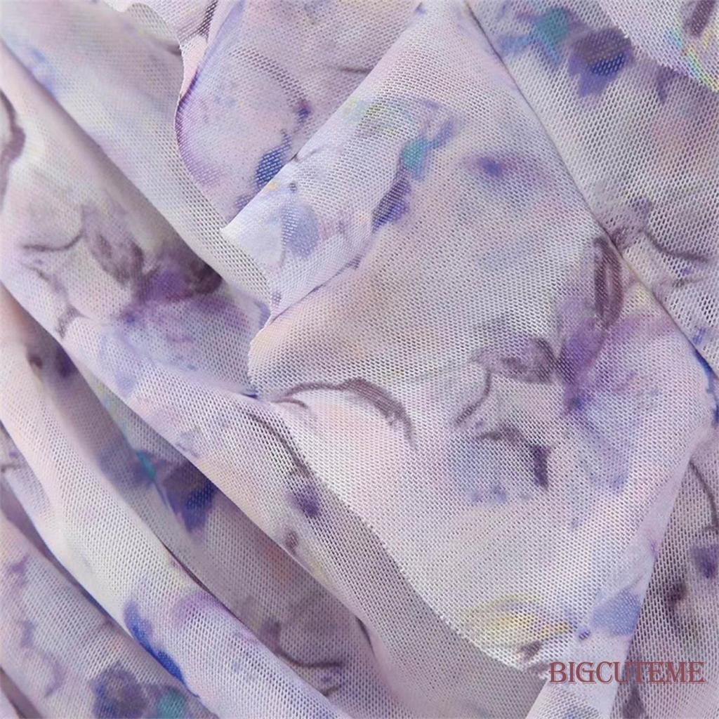 Áo Croptop Trễ Vai Nhún Bèo Họa Tiết Hoa Thời Trang Cho Nữ